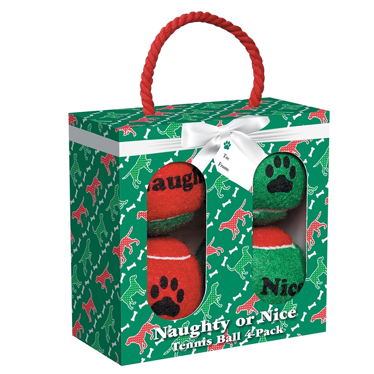 Grriggles Naughty Or Nice Tennis Balls For Dogs - Pack Of 4