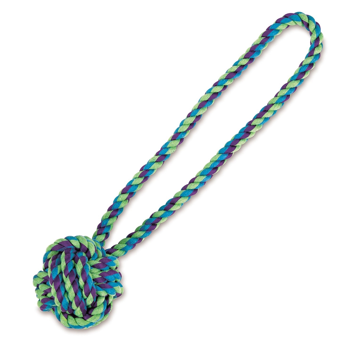 15 In. Monkeys Fist Knot Rope Toy - Blue & Green
