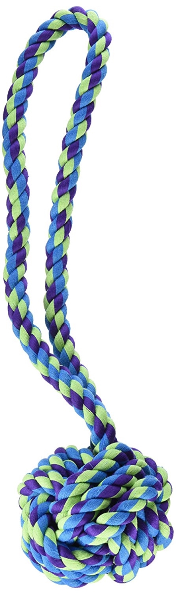 21 In. Monkeys Fist Knot Rope Toy - Blue & Green