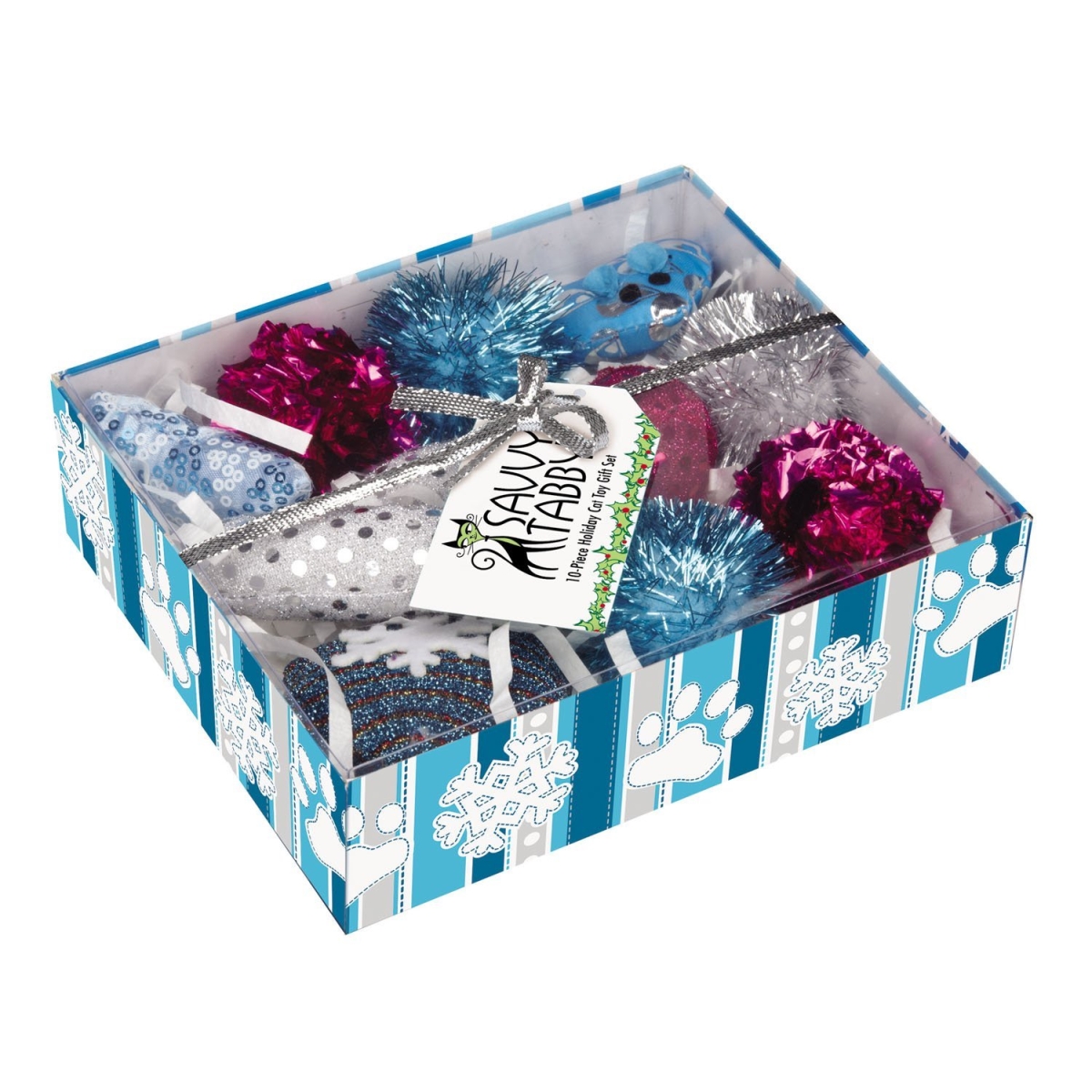 Savvy Tabby Crank Kitty Holiday Gift Set - Blue & Pink