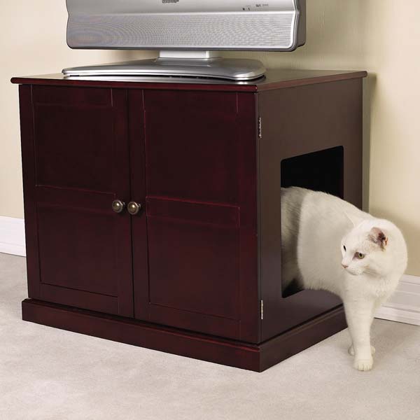 Meow Town Concord Litter Box Cabinet, Brown