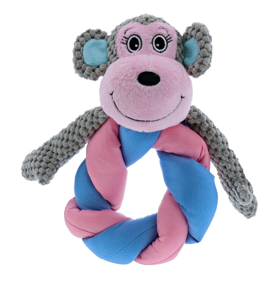 Gy3710 24 19 Braided Ring Band Monkey Dog Toy - Small