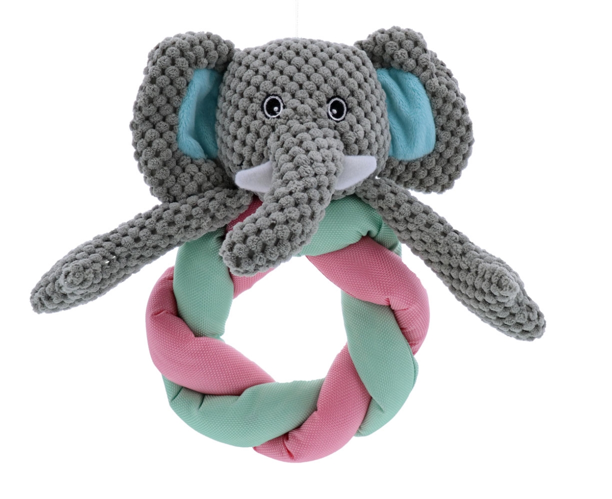 Gy3710 24 43 Braided Ring Band Elephant Dog Toy - Small
