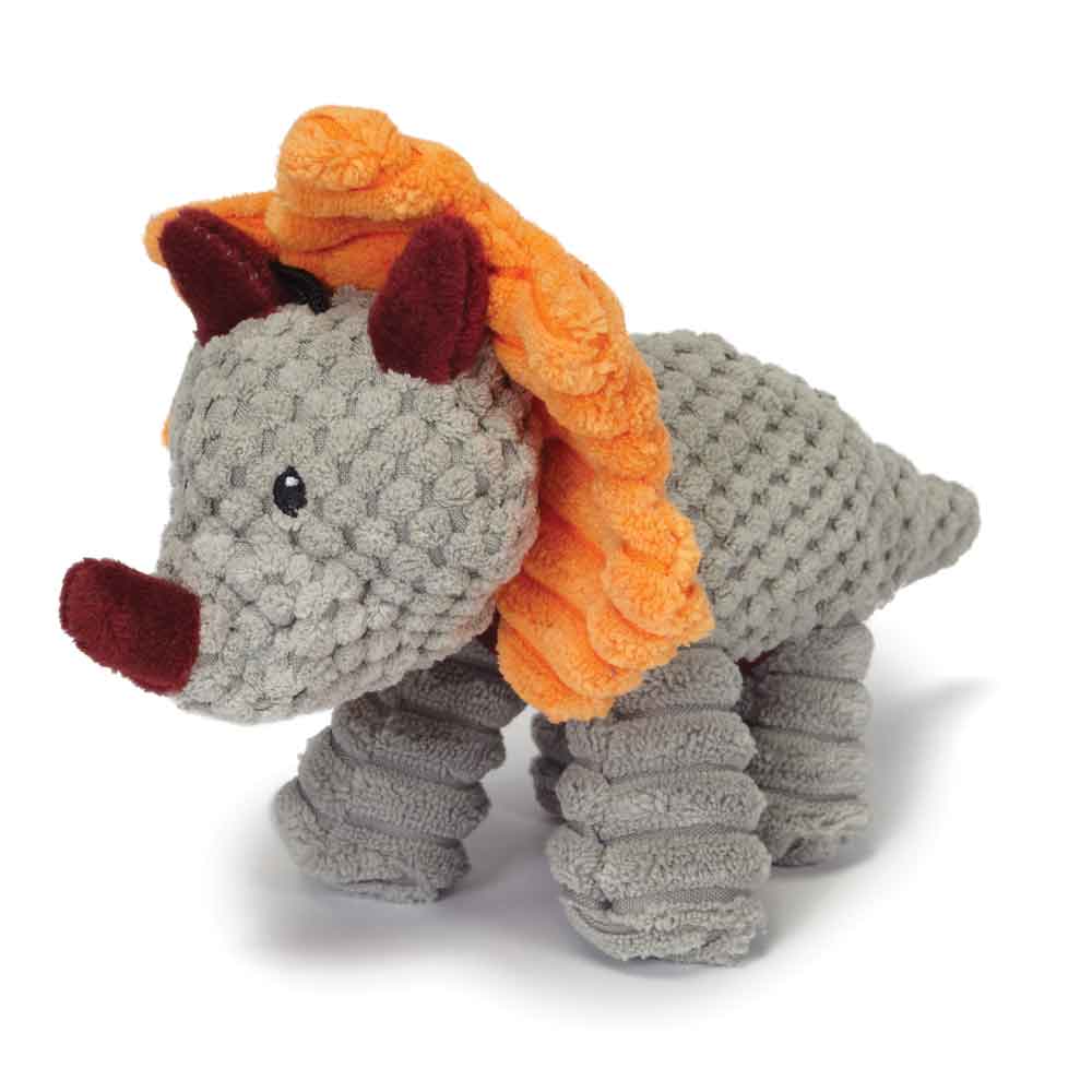 Gy3720 06 87 Jurassic Cord Crew Triceratop Dog Toy, Gray - Small
