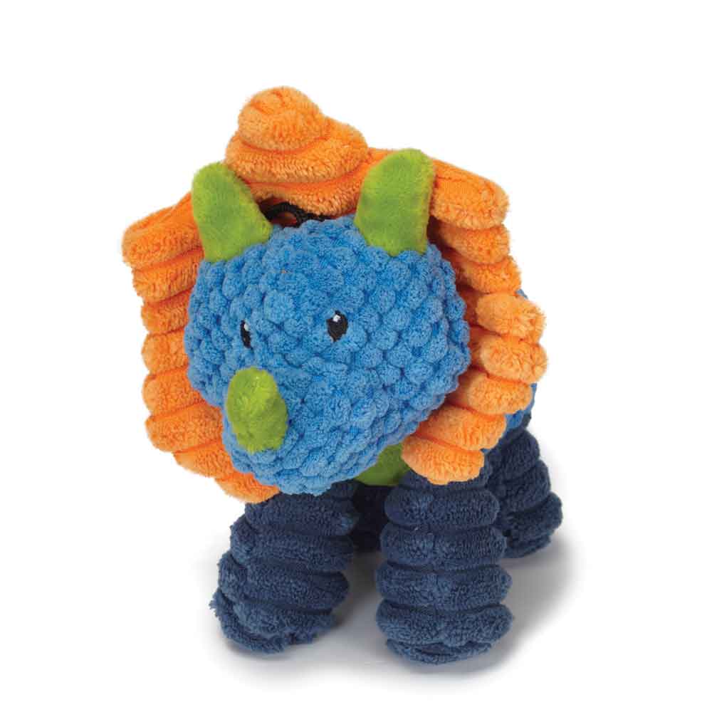 Gy3720 06 19 Jurassic Cord Crew Triceratop Dog Toy, Blue - Small