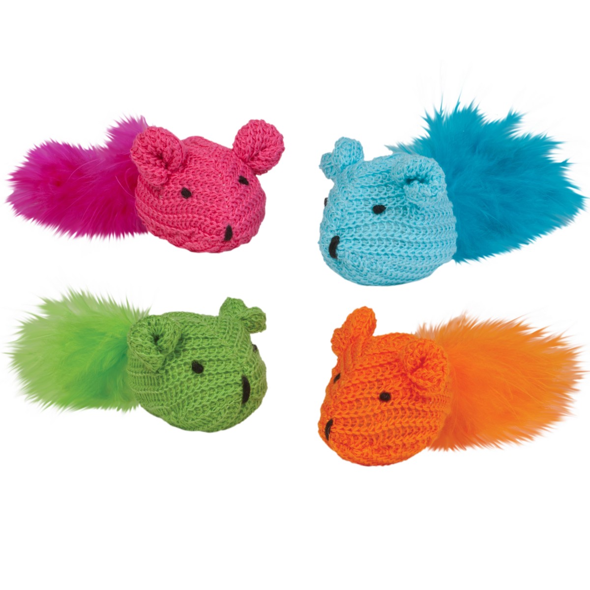 Idc10072 Knit Mouse With Feather Toy - Pack Of 2