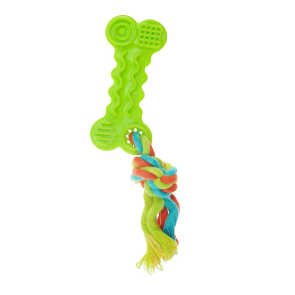 Zd1923 01 Rope With Tpr Bone Dog Toy, Yellow