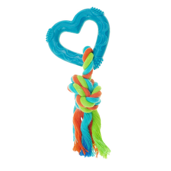 Zd1924 01 Rope With Tpr Heart Toy, Blue