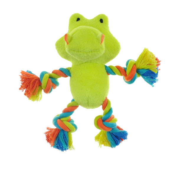 Zd1928 02 Plush Char With Rope Arms Gator Dog Toy