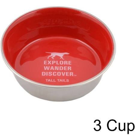 88216247 Stainless Steel Dog Bowl, Red - 3 Cup
