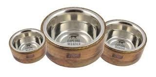88216255 Stainless Steel Dog Bowl, Wood - 1 Cup