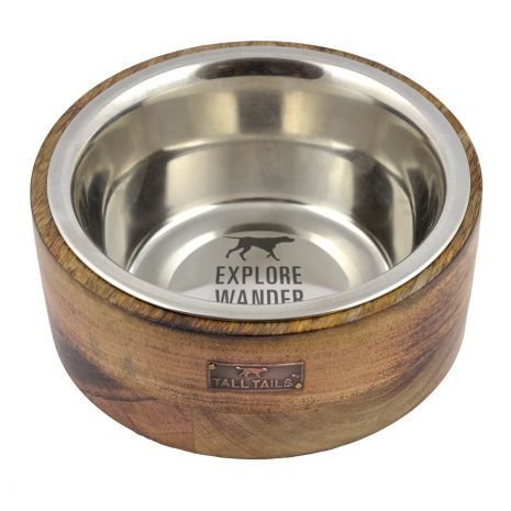 88216257 Stainless Steel Dog Bowl, Wood - 6 Cup