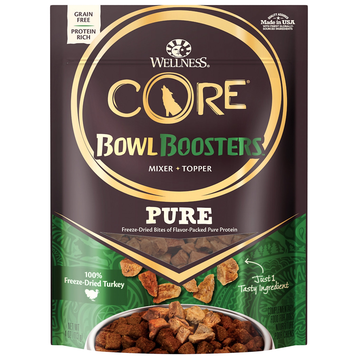 Wellness 43288524 4 Oz Booster Pure Freeze-dried Turkey Core Dog Food