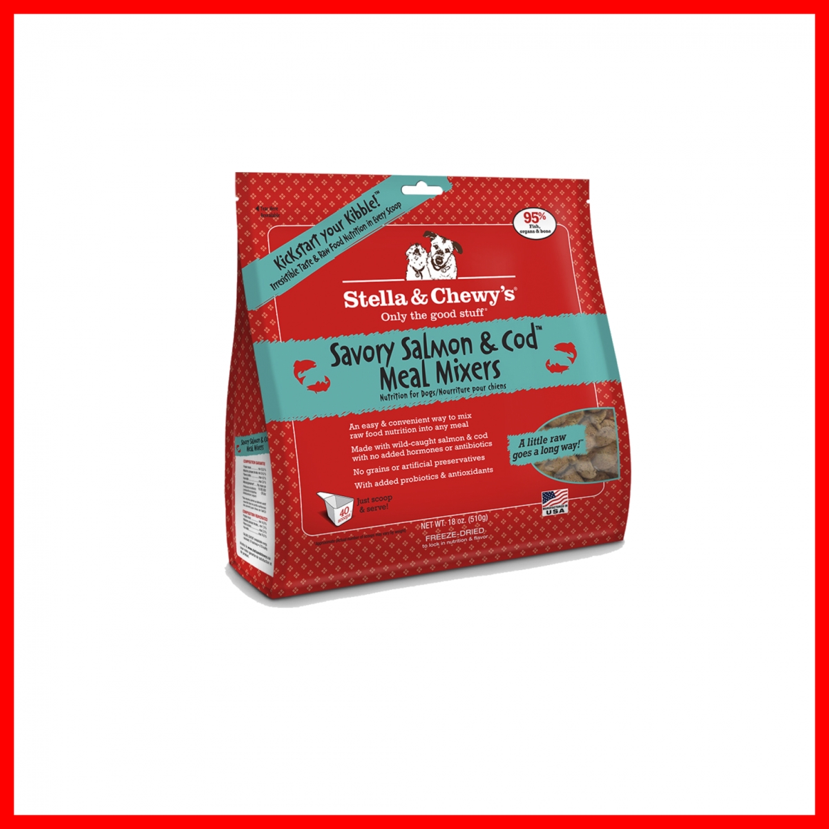 Pf 84000025 9 Oz Stella & Chewys Freeze Dried Dog Food Mixers Salmon Cod - 6 Per Case