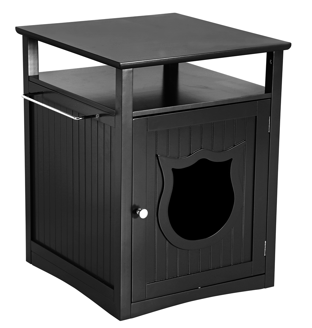 Ph1001-black Nightstand Cat Pet House Cat Litter Box, Black