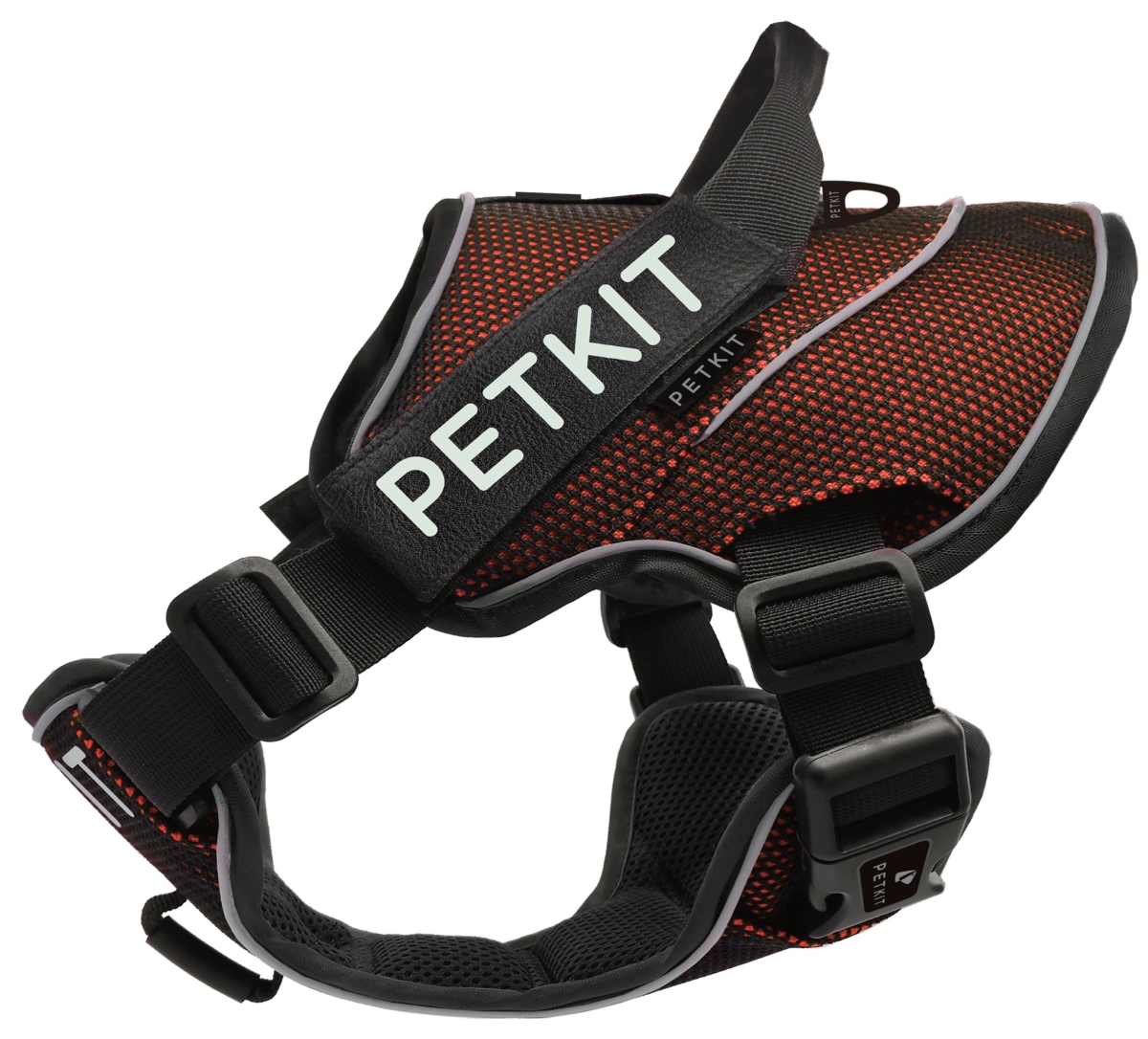 Ha8obksm Air Quad-connecting Adjustable Cushioned Chest Compression Dog Harness, Orange & Black - Small