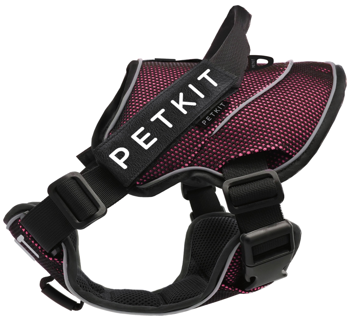 Ha8pkbsm Air Quad-connecting Adjustable Cushioned Chest Compression Dog Harness, Pink & Black - Small