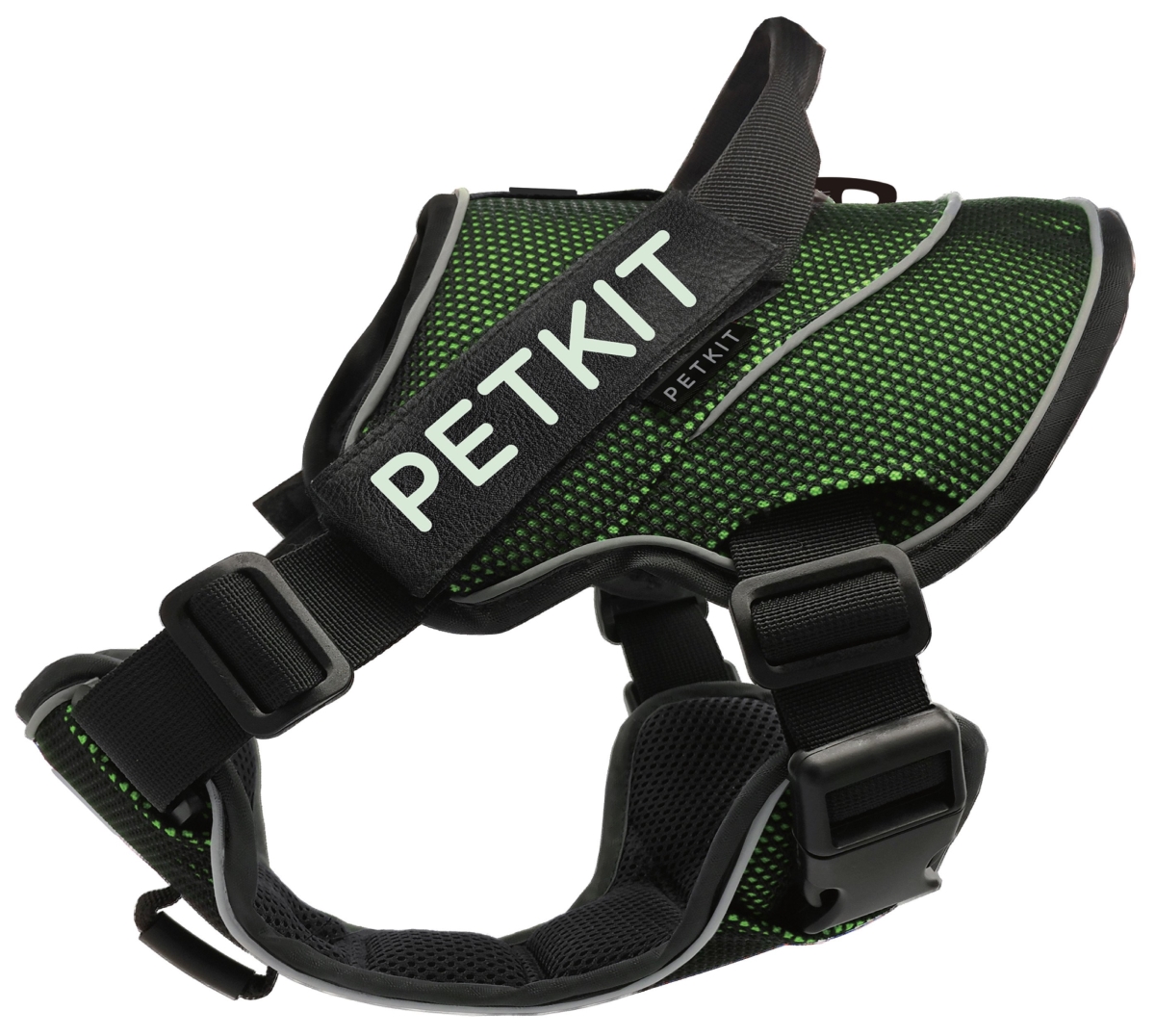 Ha8gnsm Air Quad-connecting Adjustable Cushioned Chest Compression Dog Harness, Green & Black - Small
