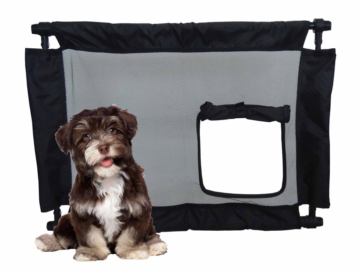 Pet Life Pga1bk Porta Gate Travel Collapsible & Adjustable Folding Pet Cat Dog Gate, Black - One Size