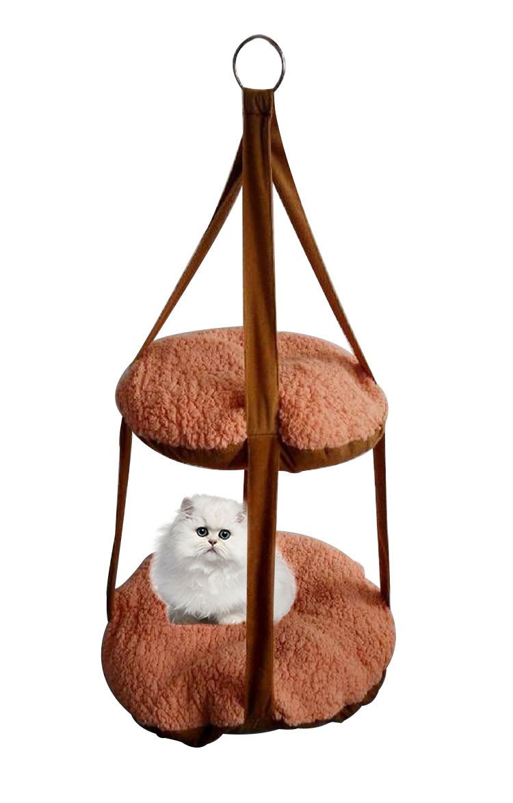 Pet Life Cthmbrmd Kittyhaus Dual Lounger Kitty Cat Pillow Hammock Lounge, Brown - One Size