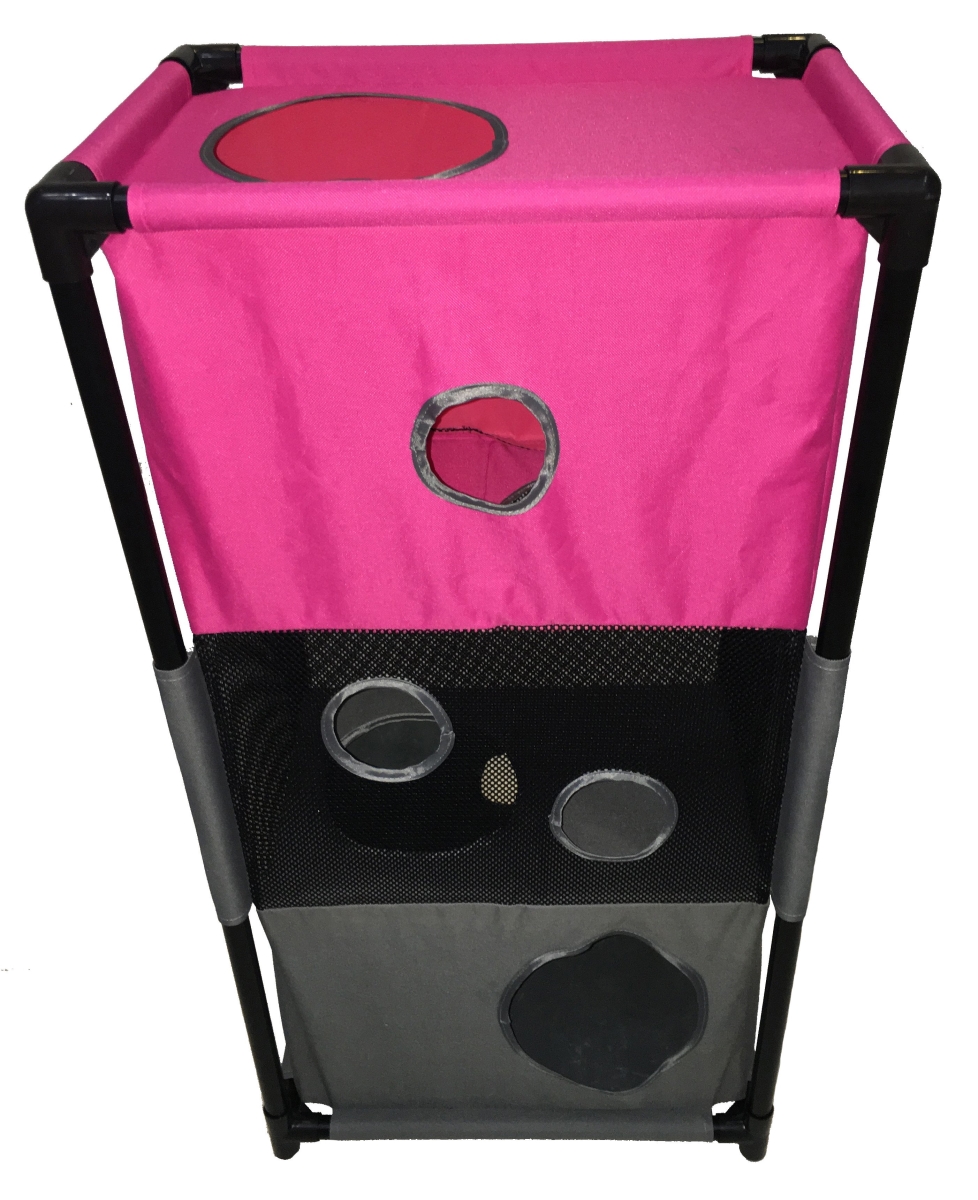 Kitty Square Soft Folding Pet Cat House Furniture, Pink & Grey - One Size
