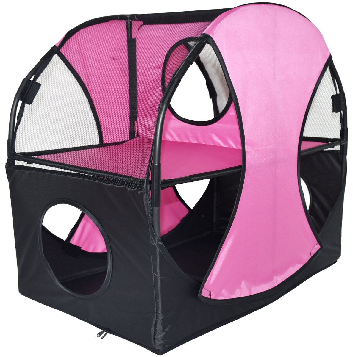 Kitty Play Pet Cat House, Pink & Black - One Size