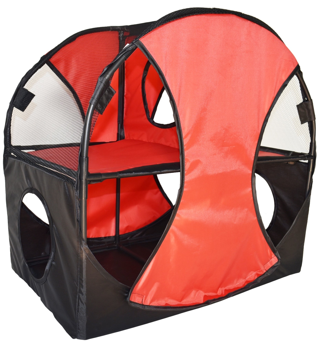 Kitty Play Pet Cat House, Red & Black - One Size