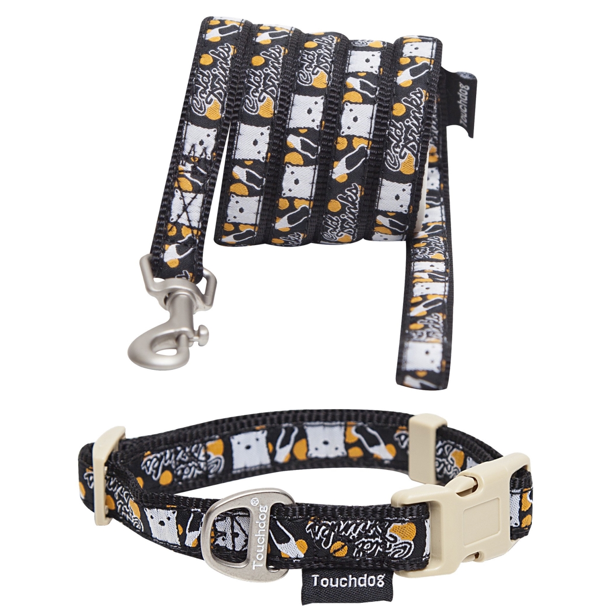 Clsh1bksm Caliber Designer Embroidered Fashion Pet Dog Leash & Collar Combination, Black Pattern - Small