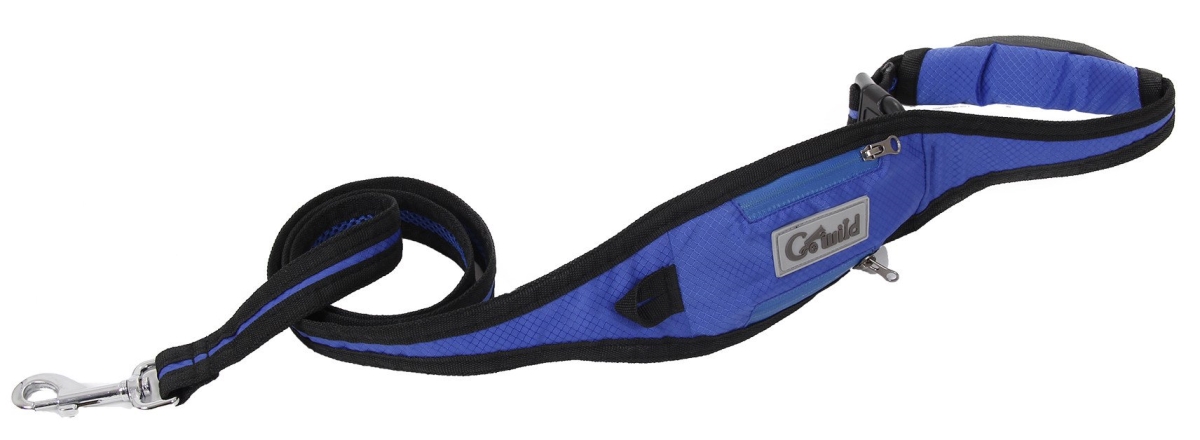 2 In1 Training Dog Leash & Pet Belt With Pouch, Blue - One Size