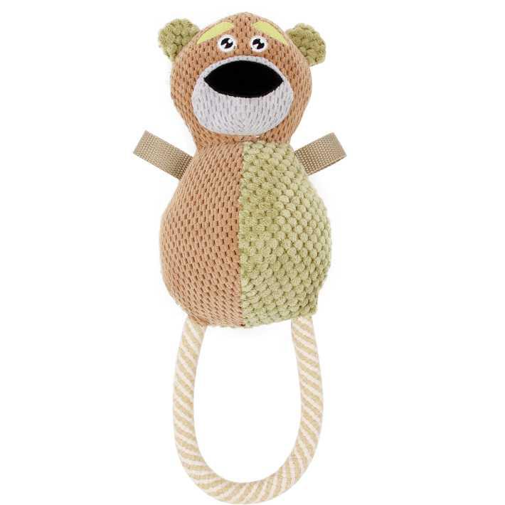 Natural Jute & Squeak Chew Tugging Dog Toy, Brown & Olive - One Size