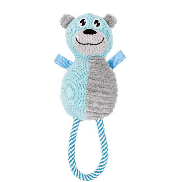 Natural Jute & Squeak Chew Tugging Dog Toy, Blue & Grey - One Size