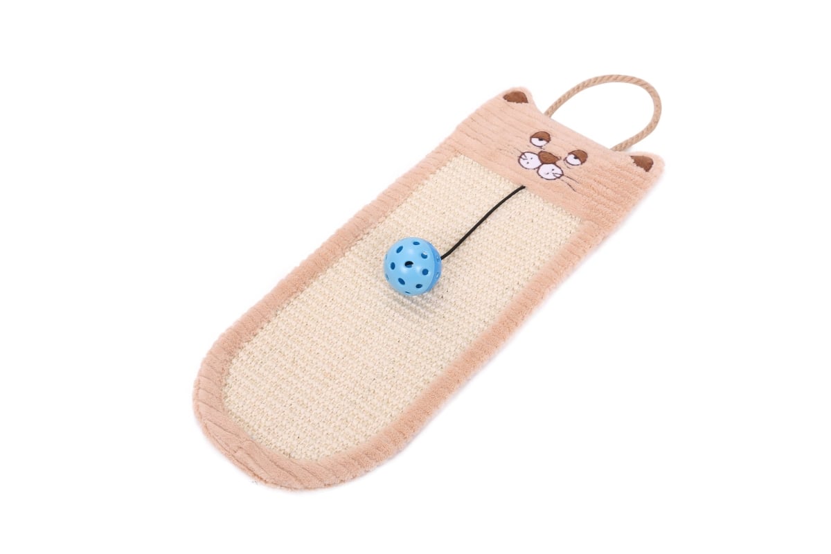 Sisal & Jute Hanging Carpet Kitty Cat Scratcher Lounge With Toy, Brown - One Size
