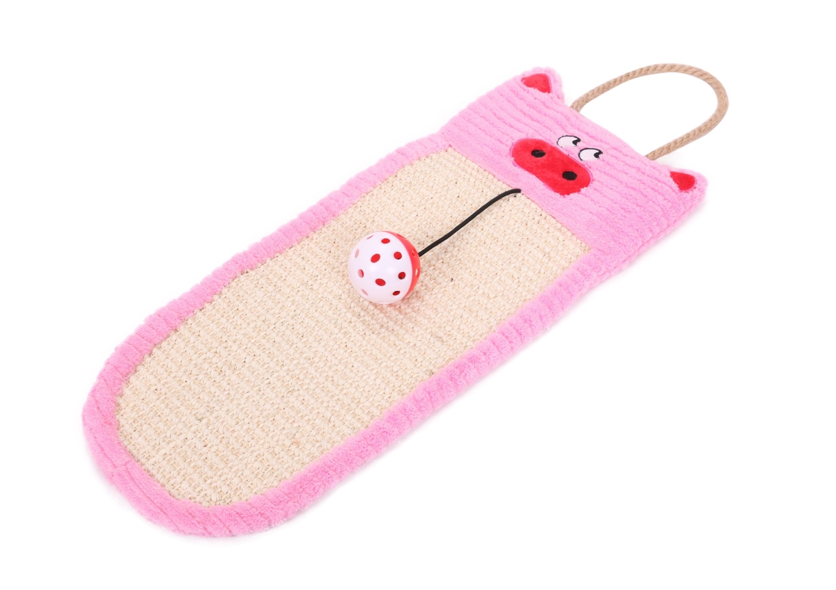 Sisal & Jute Hanging Carpet Kitty Cat Scratcher Lounge With Toy, Pink - One Size