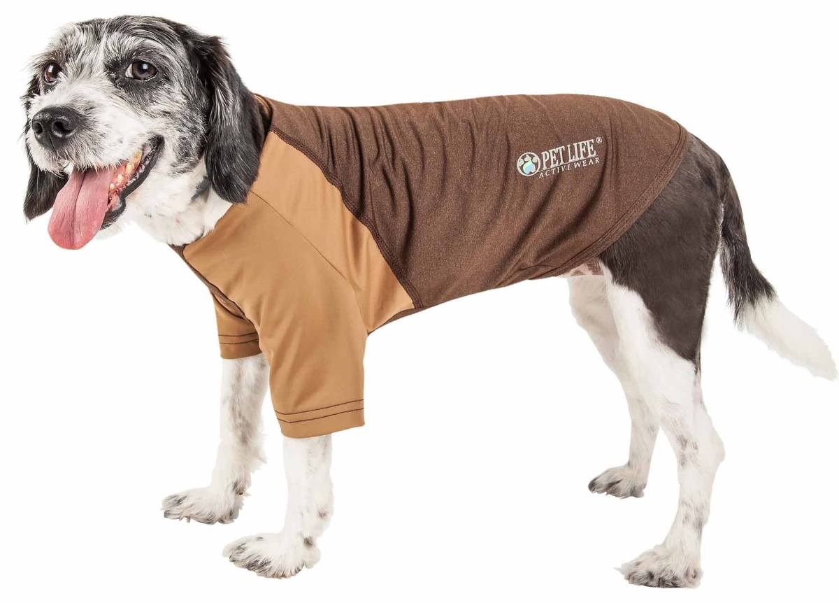 Pet Life Tshl3brlg Active Hybreed 4-way Stretch Two-toned Performance Dog T-shirt - Brown With Brown, Large