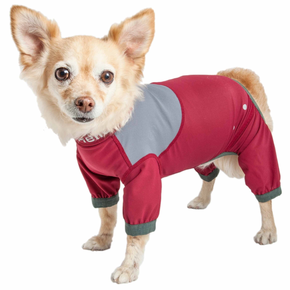 Yghl9rdsm Tail Runner 4-way-stretch Breathable Full Bodied Performance Dog Track Suit - Red & Grey, Small