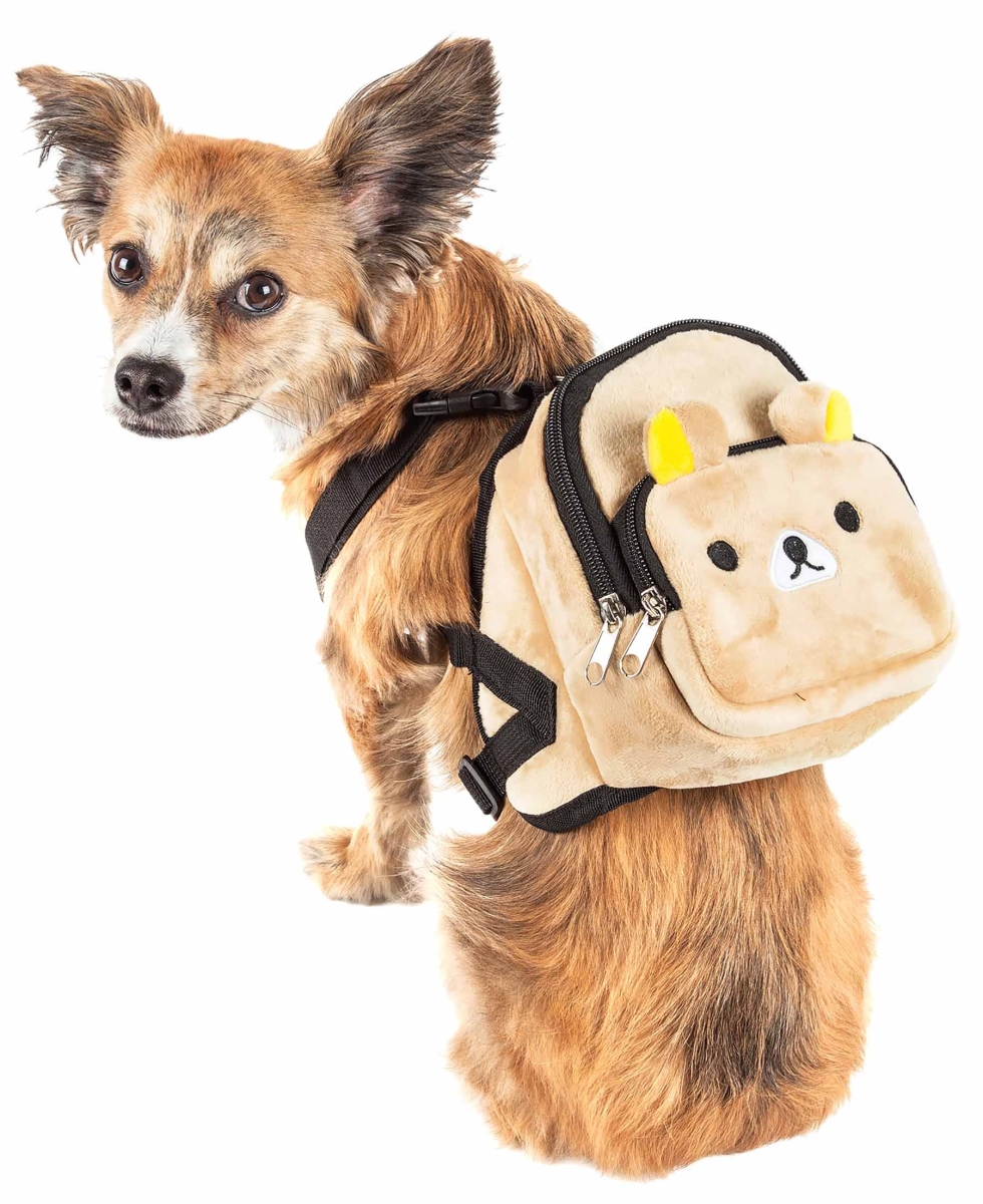 Pet Life Bp4brsm Teddy Tails Dual-pocketed Compartmental Animated Dog Harness Backpack, Brown - Small