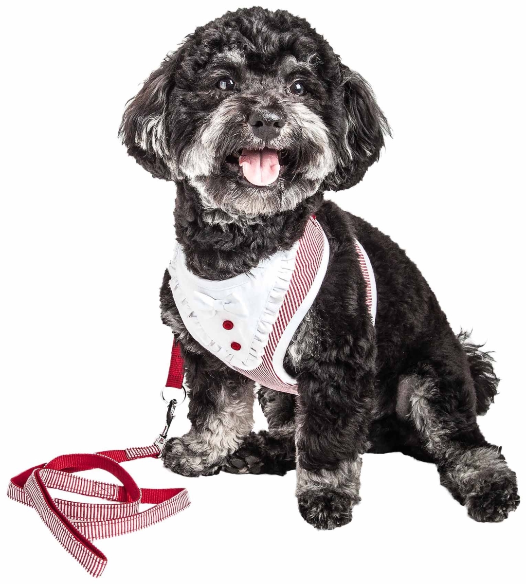 Pet Life Ha25rdxs Luxe Spawling 2-in-1 Mesh Reversed Adjustable Dog Harness-leash With Fashion Bowtie, Red - Extra Small