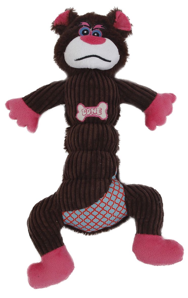 Pet Life DT65BR Cuddle Plush Mesh & Plush Squeaking Dog Toy, Dark Brown