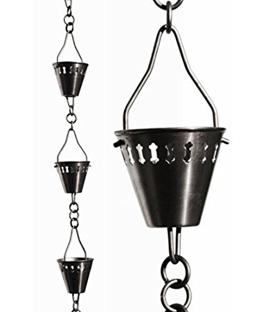 R264h Brushed Stainless Shade Cup Rain Chain - Half Length