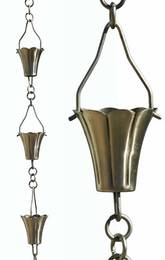 R266h Brushed Stainless Fluted Cup Rain Chain - Half Length
