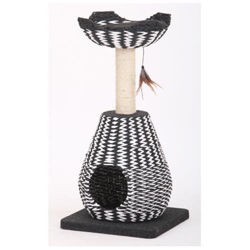 Pp2581 King Paper Rope Condo With Perch, Black & White