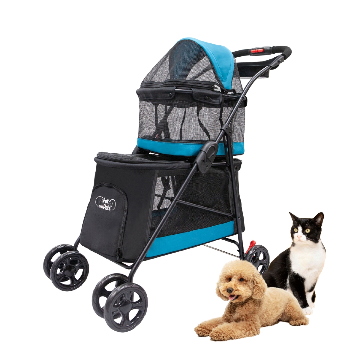 UPC 850004227558 product image for Petique 1ST01500102 Pet & Pets Double Decker Pet Stroller -Turquoise | upcitemdb.com
