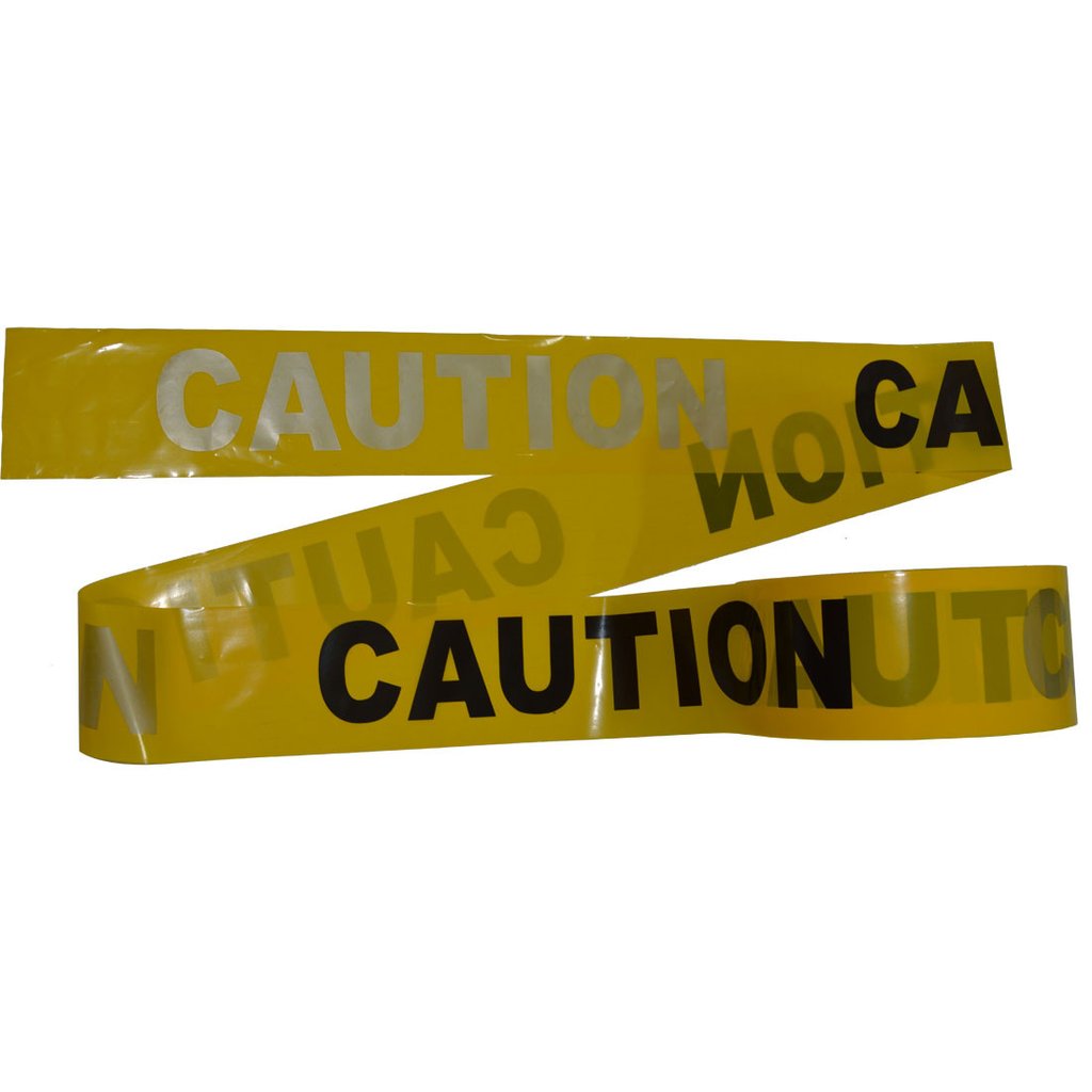 Bt-ref-caution Yellow Barricade Tape Reflective Print Caution Do Not Enter & Cuidado No Entrar, Black & Silver