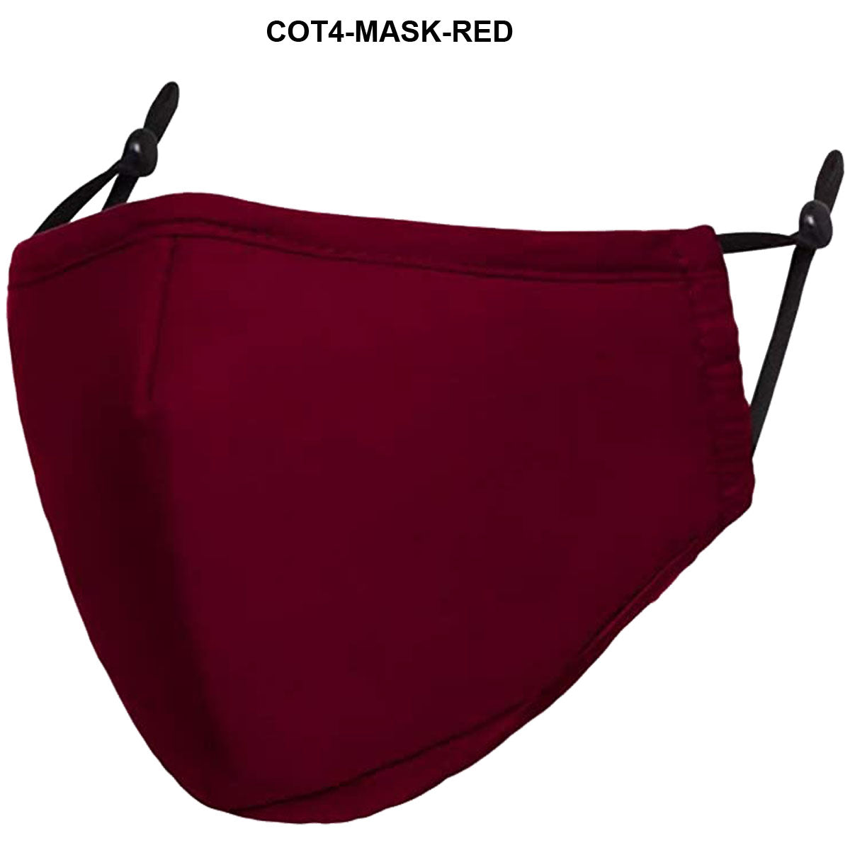 Cot4-mask-red 4-Ply Reusable Cotton Mask with Filter Pocket & Adjustable Ear Loops, Red, One Size