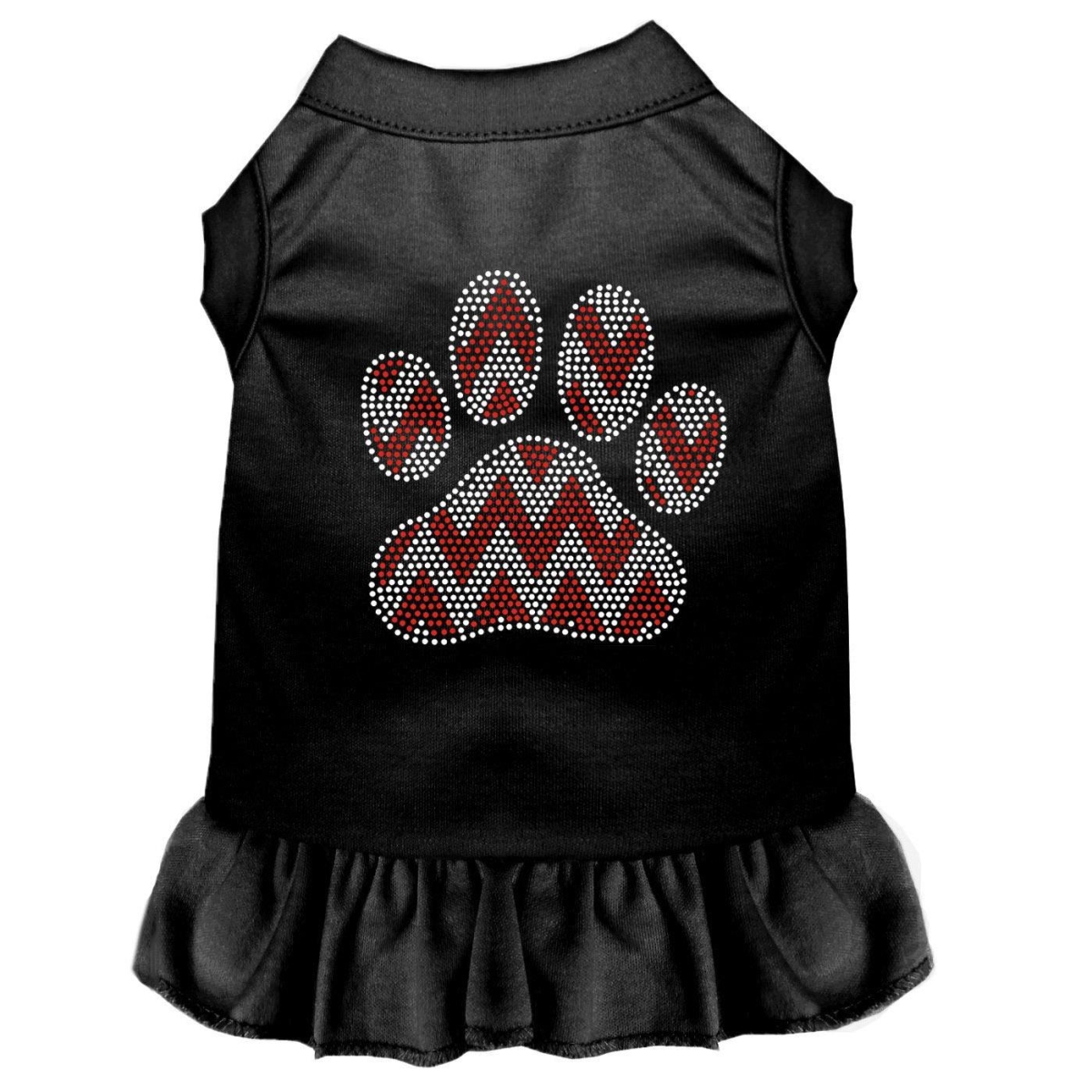 Candy Cane Chevron Paw Rhinestone Dog Dress, Black - 2xl