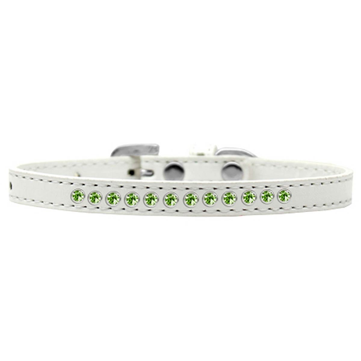 Lime Green Crystal Puppy White Dog Collar - Size 10