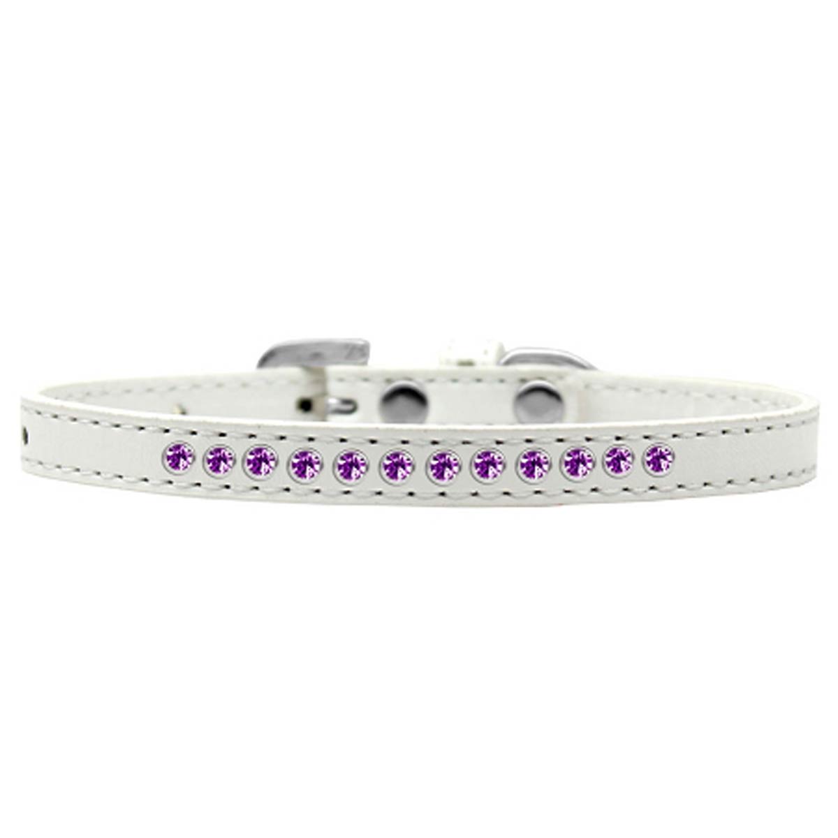 Purple Crystal Puppy White Dog Collar - Size 10