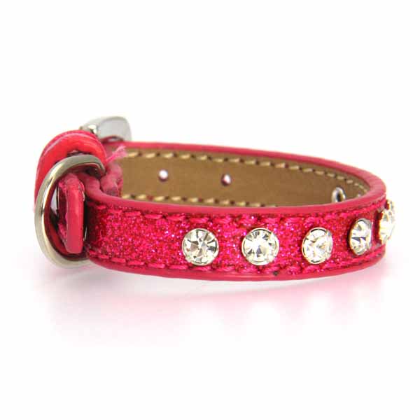 Clear Crystal Puppy Ice Cream Dog Collar, Pink - 10 In.