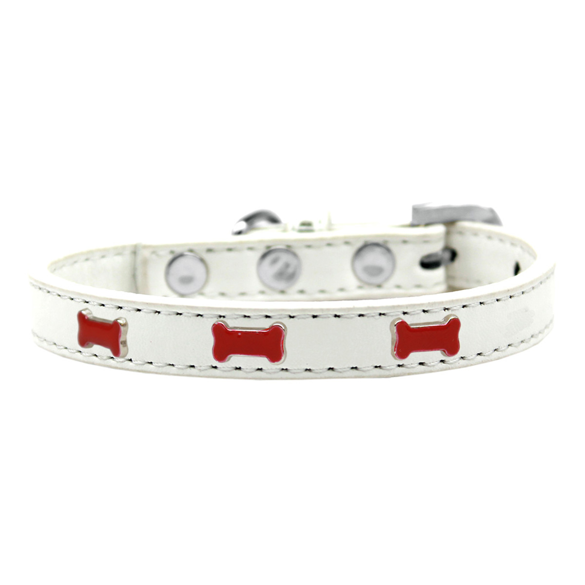 Red Bone Widget Dog Collar, White - Size 14