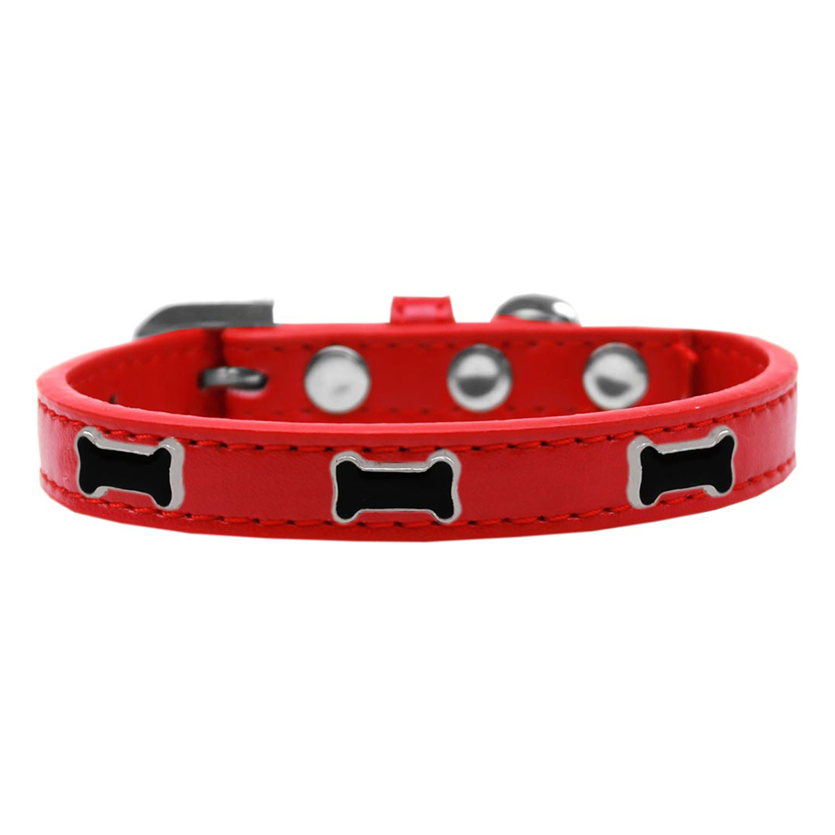Black Bone Widget Dog Collar, Red - Size 10
